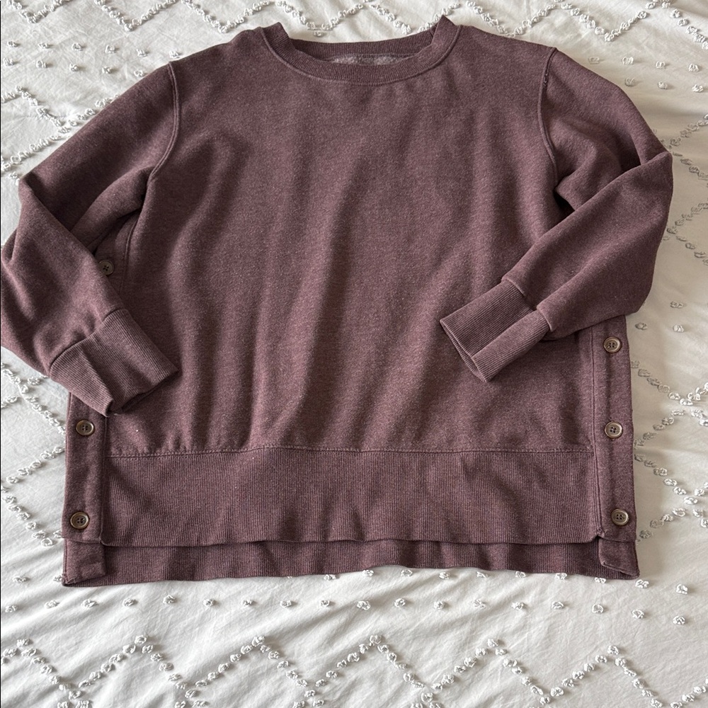 St. John's Bay Mauve Crewneck Sweater with Side Buttons